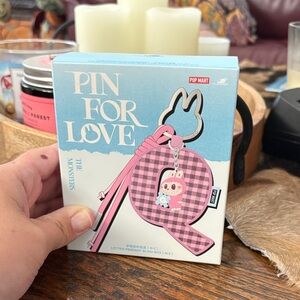 Both Pop Mart Pin For Love Letter W letter Keychain and small W labubu